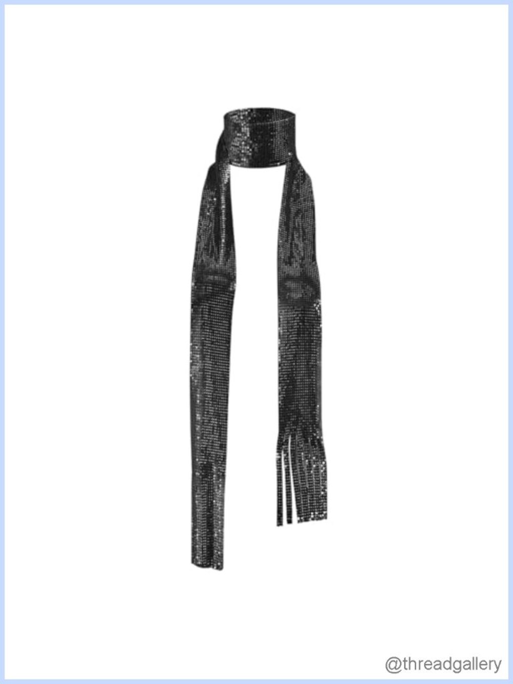 Women Sequin Neck Tie Scarf Sparkle Metal Long Skinny Shawl for Evening Party